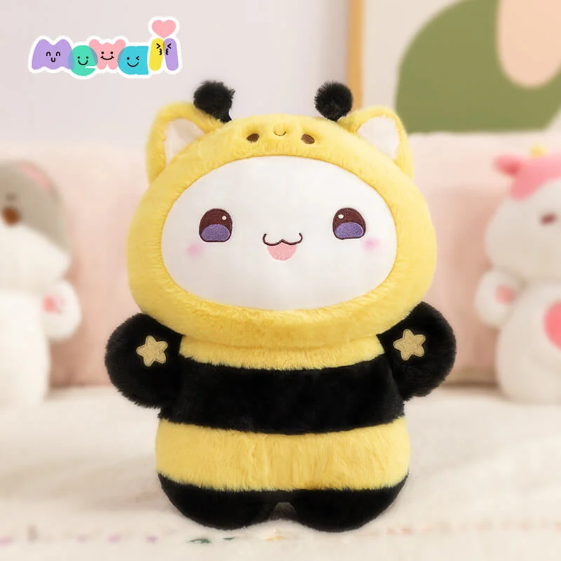 Mewaii® Squishy Kitten with Bee Hood Plush Kawaii Pillow Plush Toy
