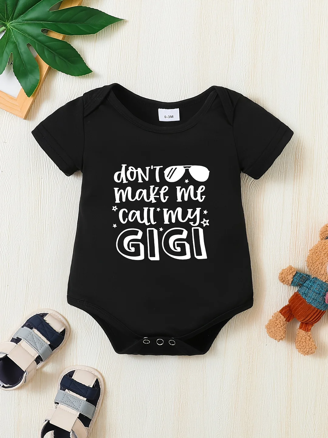 Baby Onesie with "DON'T Make Me CALL MY Gigi" Print - Black & White Text Short Sleeve Romper, Soft Breathable Fabric, Machine Washable, Snap Closure for Easy Diaper Changes, Spring/Summer Outfit, Summer Baby Wear, Easycare Infant Clothing | IFYHOME