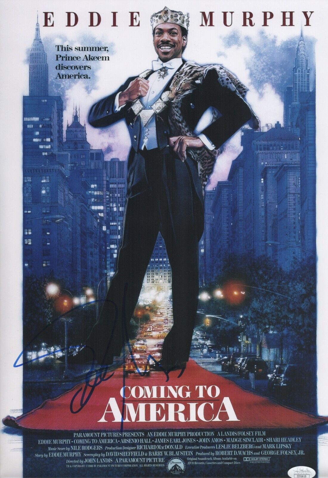 Eddie Murphy Hand Signed 12x18 Coming to America Authentic Autograph JSA COA