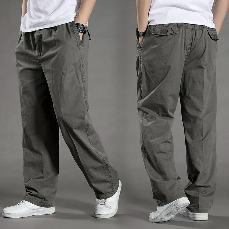 Men's Casual Daily Elastic Waist Slant Pocket Solid Cargo Pants