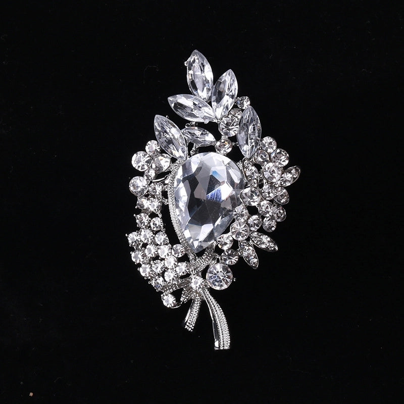 Pin Flower Alloy Inlay Glass Women’s Brooches