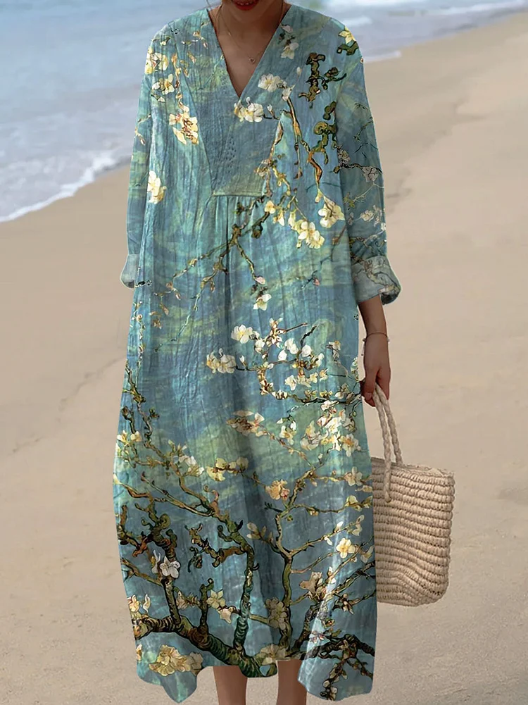 Women's Vintage Floral Art Print Dress