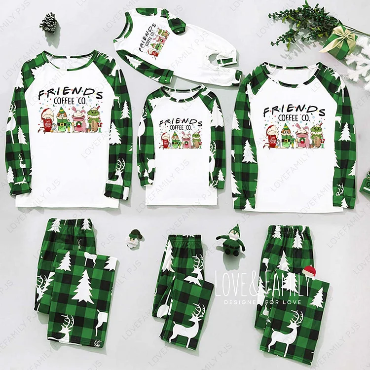 Friends Coffee Christmas Matching Family Pajamas Sets