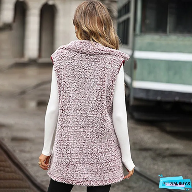 Casual Plush Vest Cardigan