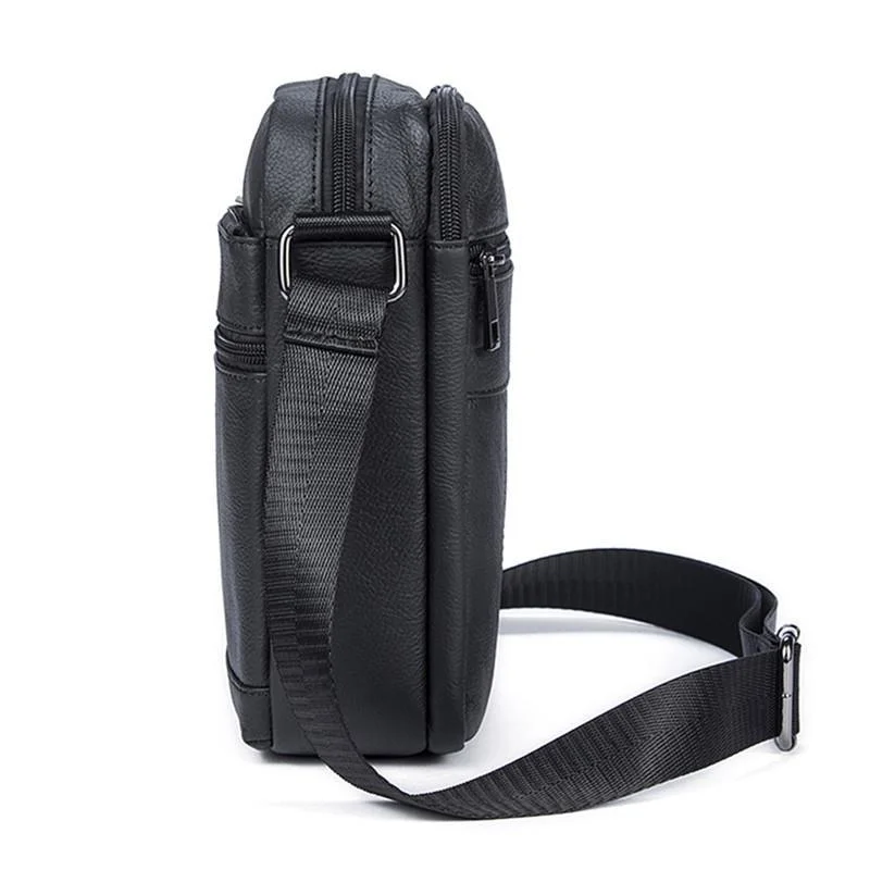 Mens Fashion Messenger Bags Classic Leather Business Crossbody Packs