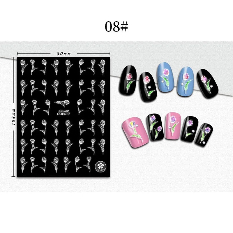 1 Sheet 3D Halloween Nail Sticker Christmas Skull Bone Snake Butterfly Maple Leaf Pattern Decals Manicures 3D Nail Decorations