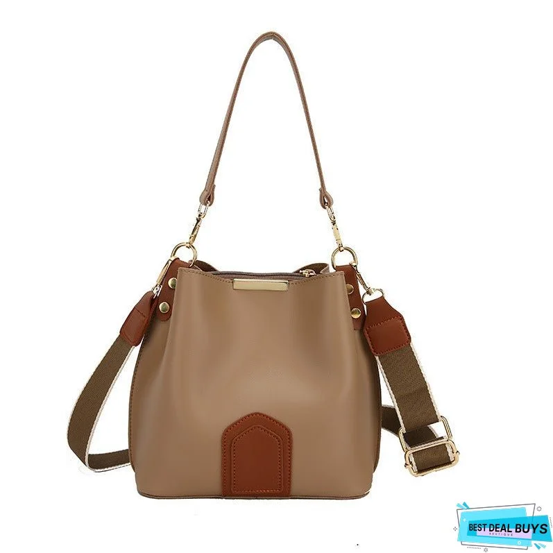 New Bags Women's Trendy Crossbody Super Soft Bucket Bag Pu Casual Advanced Easy Matching Tote Bag Women's Large Capacity