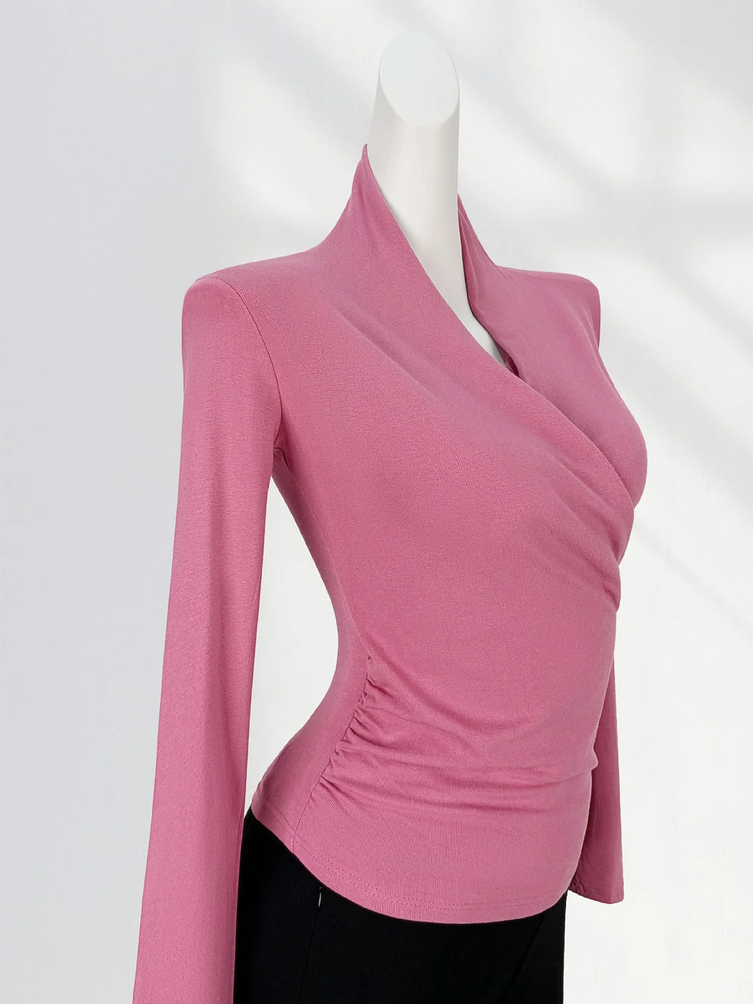 Zingj Zingj Quality Combed Cotton Cross V-Neck Long Sleeve Bottom Shirt Female Spring Elegant Wind Slim Inside A T-Shirt
