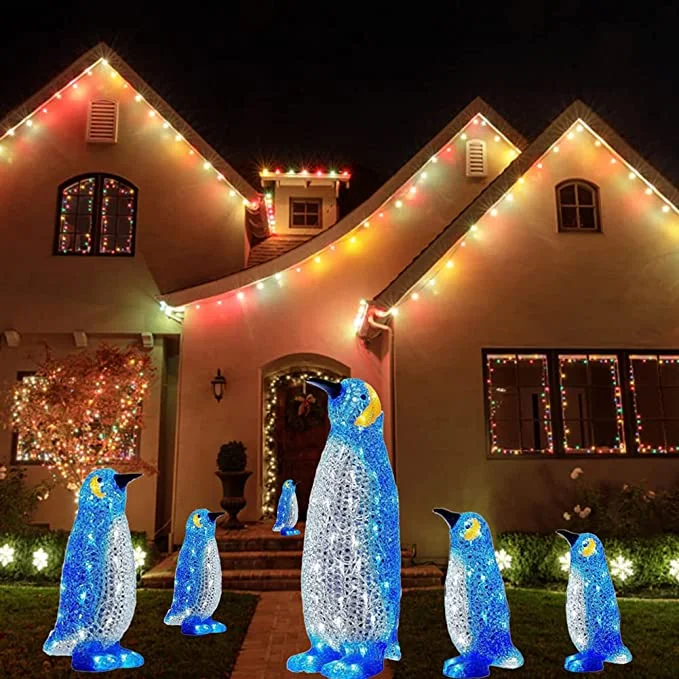 Christmas Garden Decoration Penguin Lights, Outdoor Yard Light Penguin Standing Paper, Christmas Decoration Lights Home Decoration