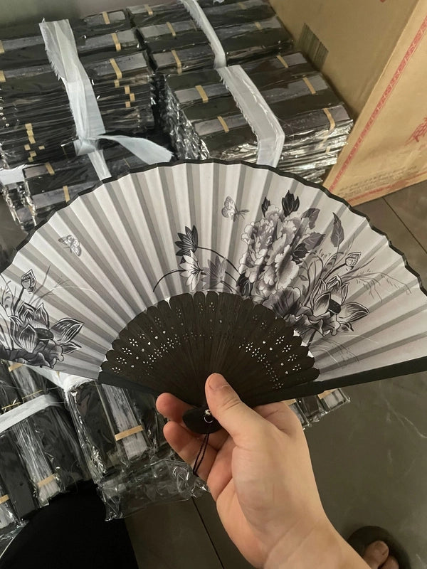 Bamboo Two Green Folding Fan Smile Fan Female Antique Fan Dance Fan Folding Fan Student Gift Elegant Fan