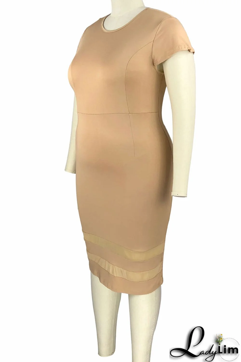 White Casual Elegant Solid Split Joint O Neck One Step Skirt Plus Size Dresses