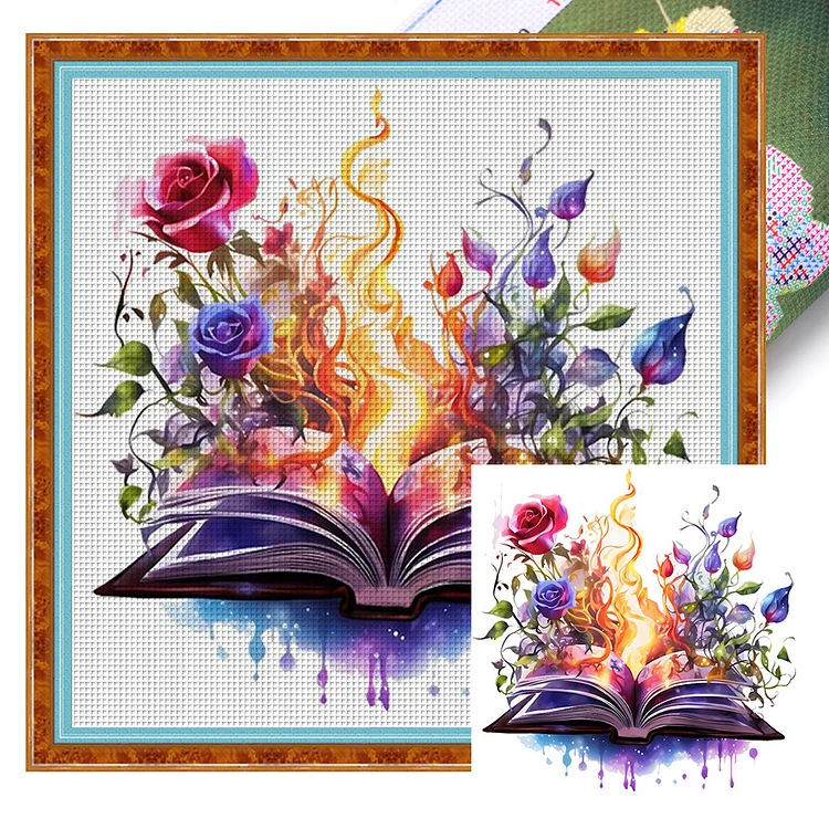 Magic Rose Book (40*40cm) 11CT Stamped Cross Stitch gbfke