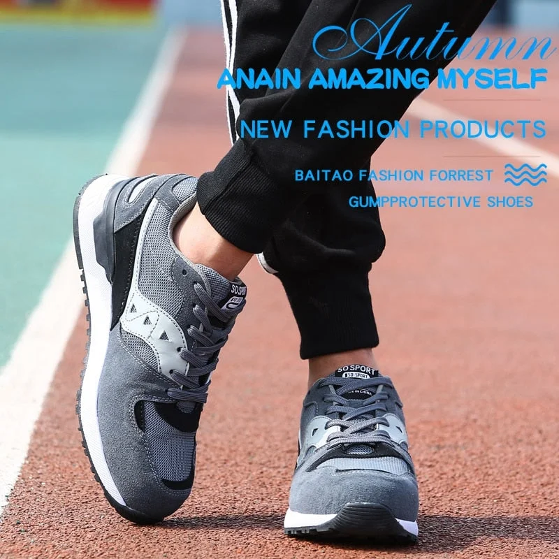 Work Safety Shoes Men Metal Toe Kevlar Midsole And Leather Upper Breathable Classic Boots 6KV Insulation Soft Blue Sneaker 2021