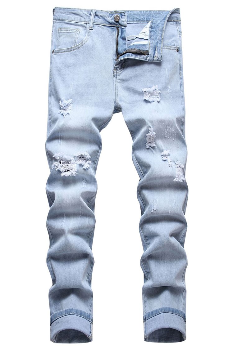 Tiboyz Men's Casual Hole Fashion Personality Stretch Jeans