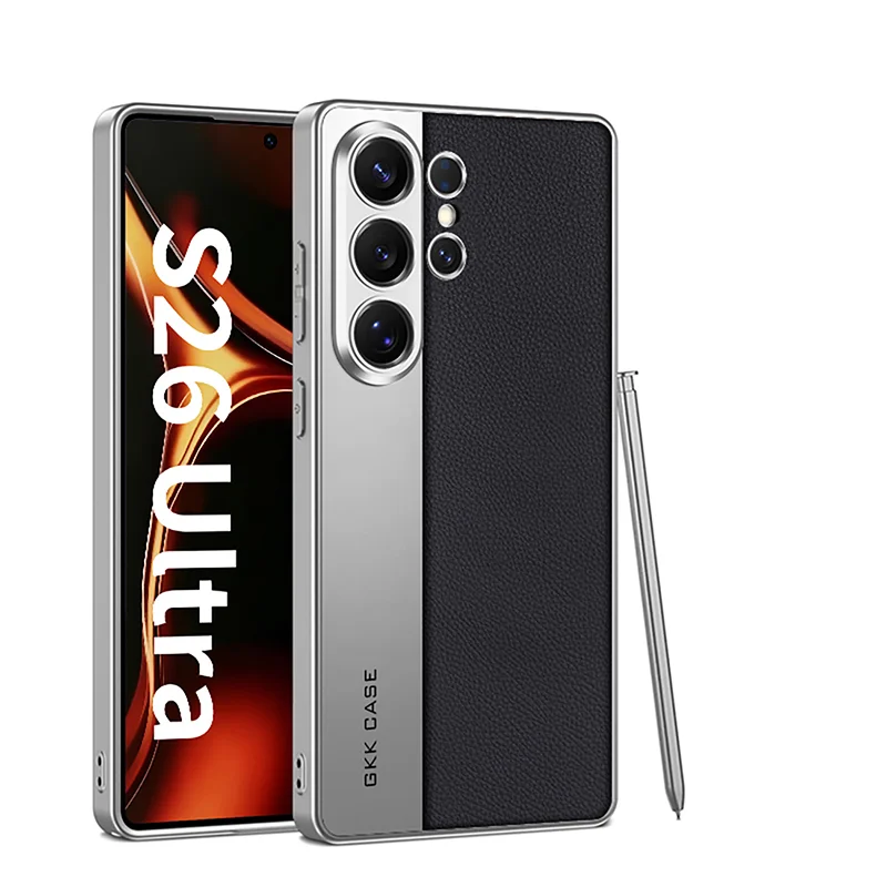 Samsung mobile phone case electroplated plain leather protective cover