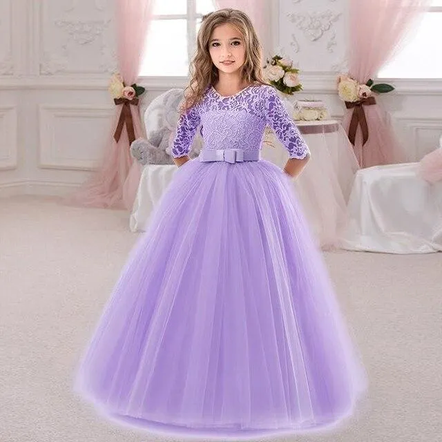 2021 Summer White Bridesmaid Girl Party Dress Wedding Dress Kids Dresses For Girls Children Clothing Princess Dress 10 12 Years