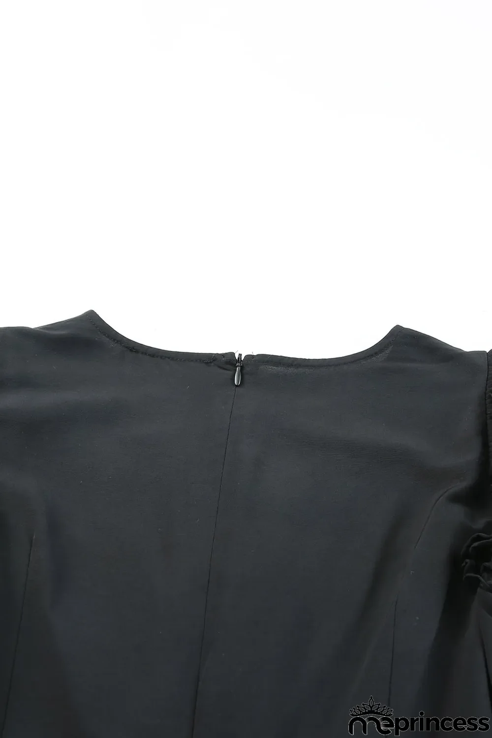 Black Ruffle Sleeves Solid Romper