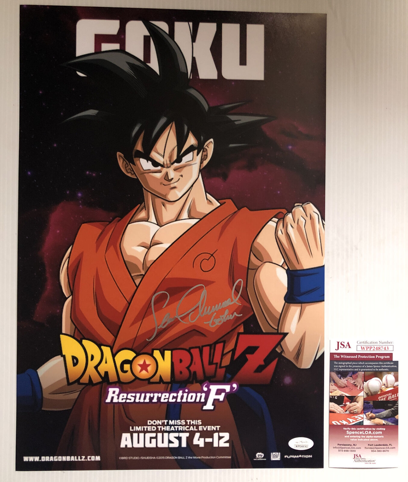 Sean Schemmel Signed Autographed 12x18 Photo Poster painting Dragon Ball Z Resurrection F JSA 1