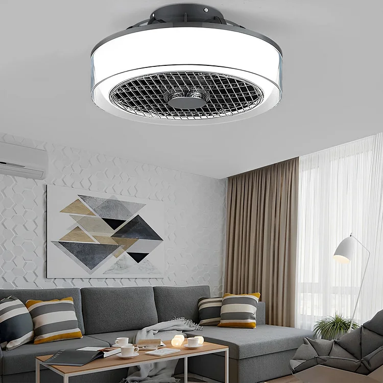 Round Dimmable LED Modern Bladeless Ceiling Fans with Lights Ceiling Fans Lamp - Appledas