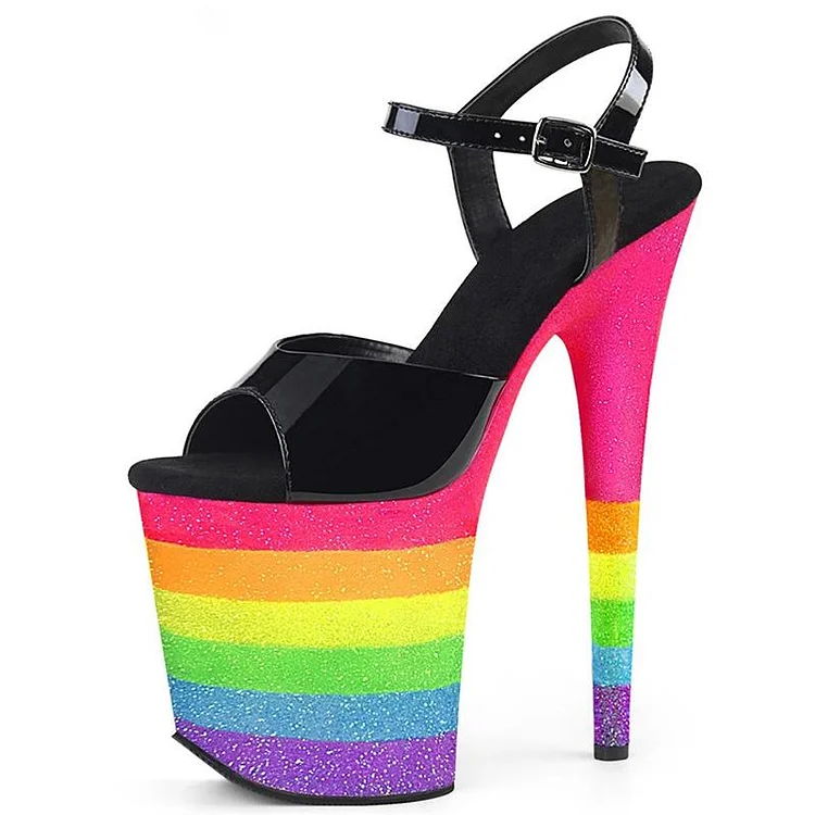 Raibow Colorful Ankle Strap Platform Sandals