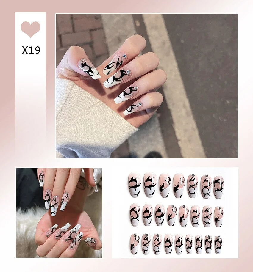 Aurora Transparent Fake Nails Tips for Finger Wear Crystal Ice Clear Butterfly Press on Nails Long Bow Ballet Diamond False Nail-Nail Inspo