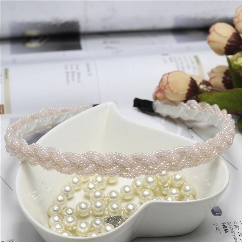 Women’s Fashion Solid Color Plastic Beaded Hair Band