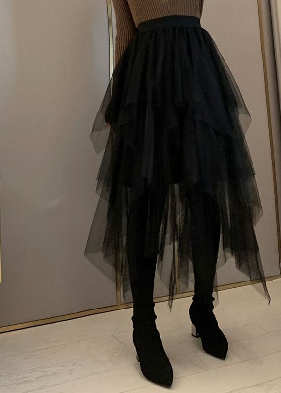 Boutique Black Asymmetrical fashion tulle Skirts Spring CK579- Fabulory