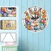 Brillen-Kaninchen 2D-Flach-DIY-Acryl-Diamantmaler-Uhrenanh&auml;nger mit Uhrfunktion 9,65x9,65 Zoll f&uuml;r W&auml;nde oder Fensterdekorationen zu Hause