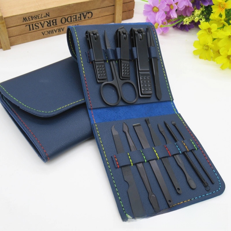 Spot Black 16-piece Set Nail Clippers Nail Clippers Manicure Tools Folding Bag Nail Clippers Set