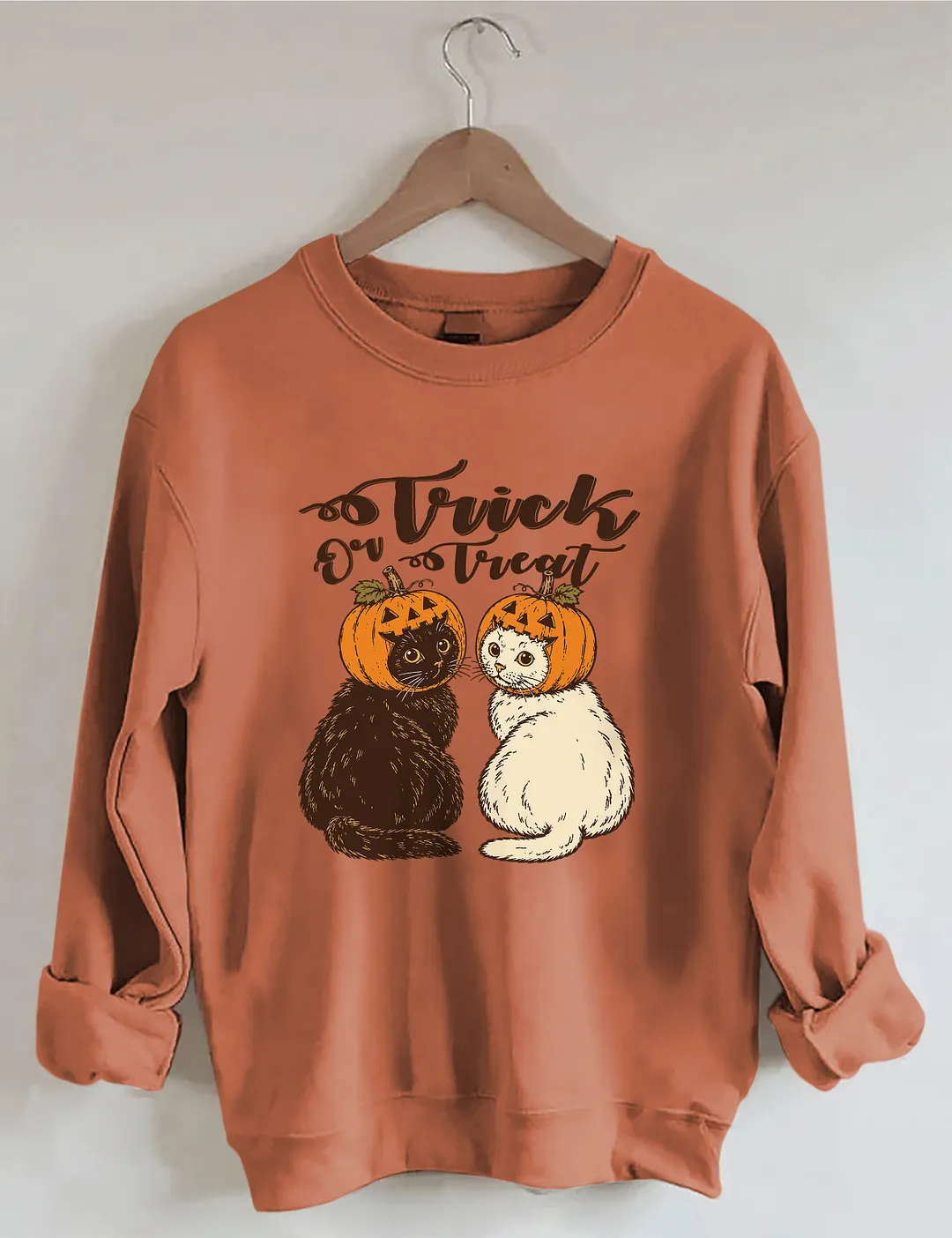 Trick Or Treat Halloween Pumpkin Cat Sweatshirt