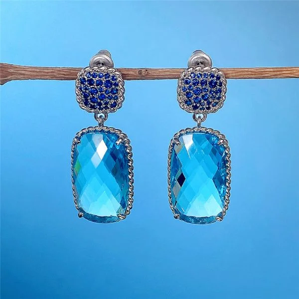 Natural Aquamarine Deluxe Oversized Gemstone Earrings