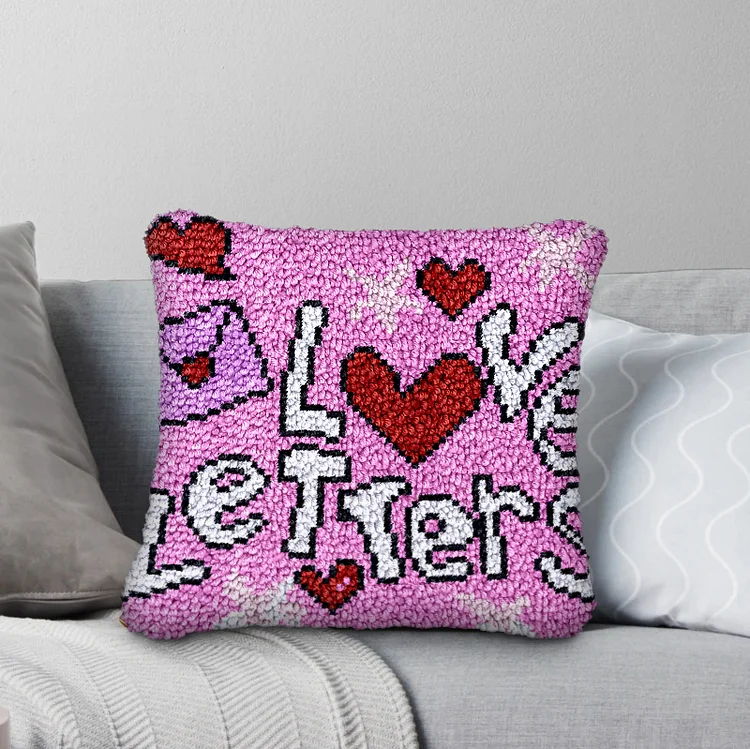 Love Envelope Latch Hook Pillow Kit for Adult, Beginner and Kid veirousa