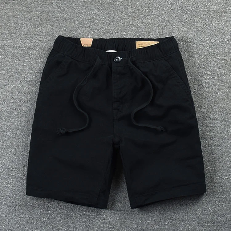 Shorts Mens 2022 Casual Cotton Shorts Work Trousers Knee Length Elastic Waist Men Chino Shorts