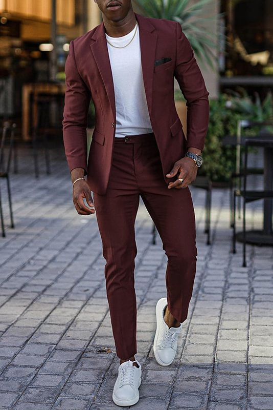 Tiboyz Outfits Premium Red Blazer And Pants Two Piece Suit