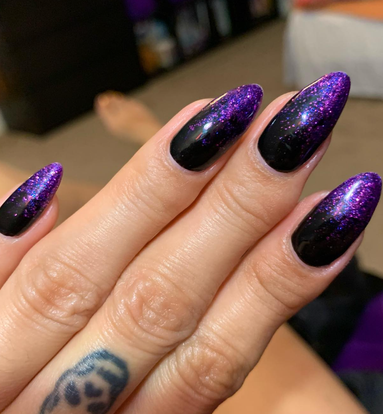 Time to break out the darker fall colors! Loving this new deep sparkly plum  purple. : r/Nails