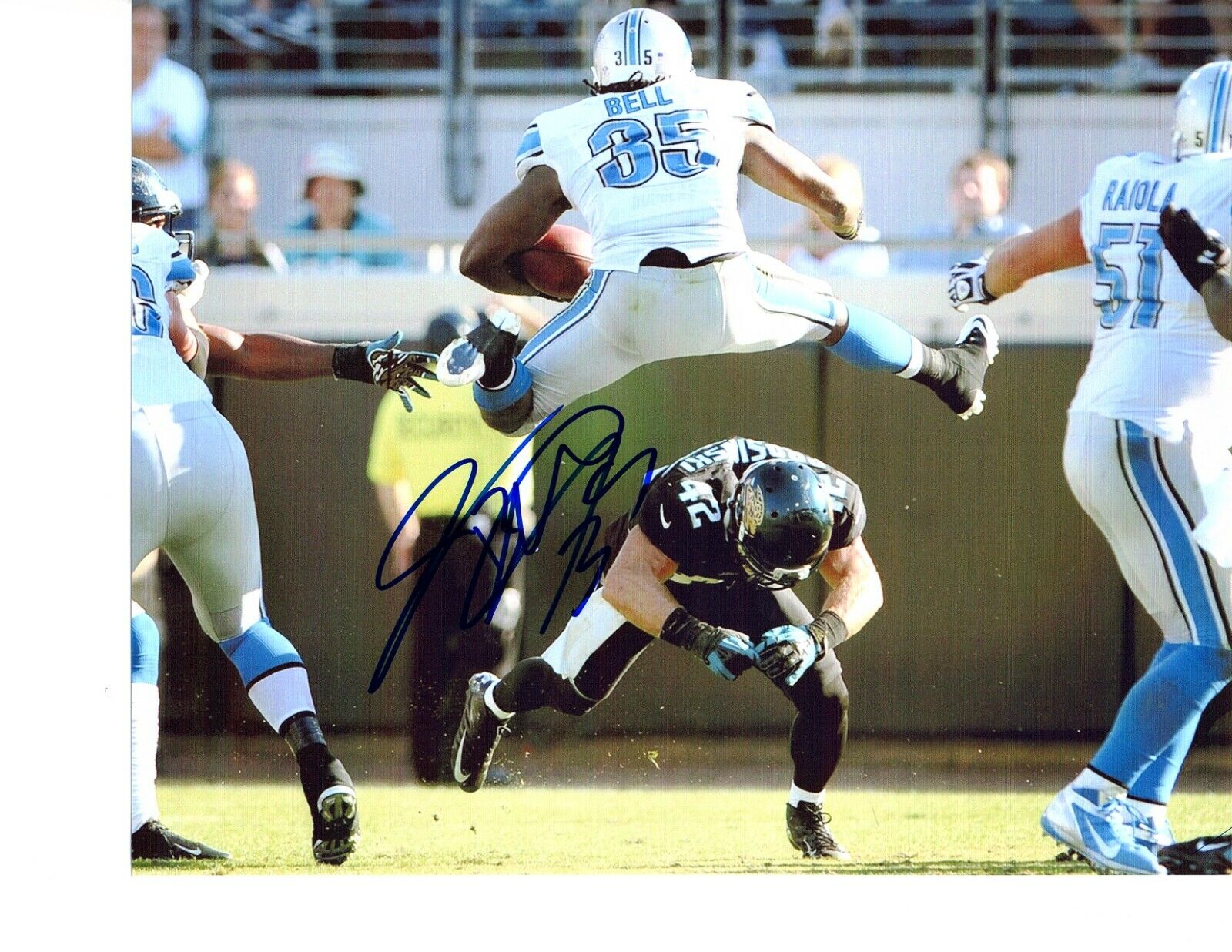 Joique Bell Detroit Lions hand signed autographed 8x10 football Photo Poster painting COA HURDLE