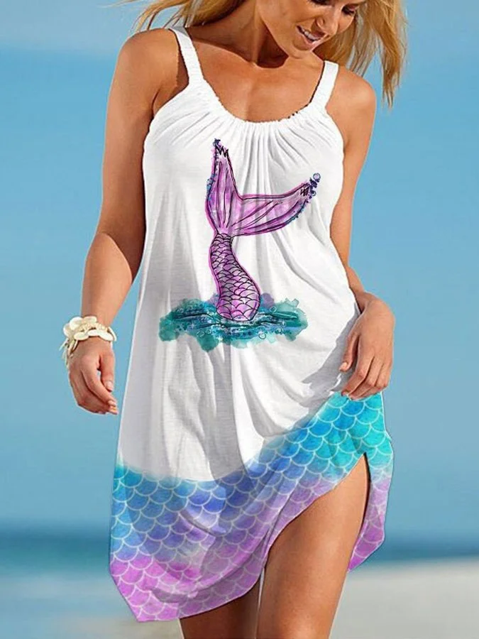 Mermaid Print Beach Dress