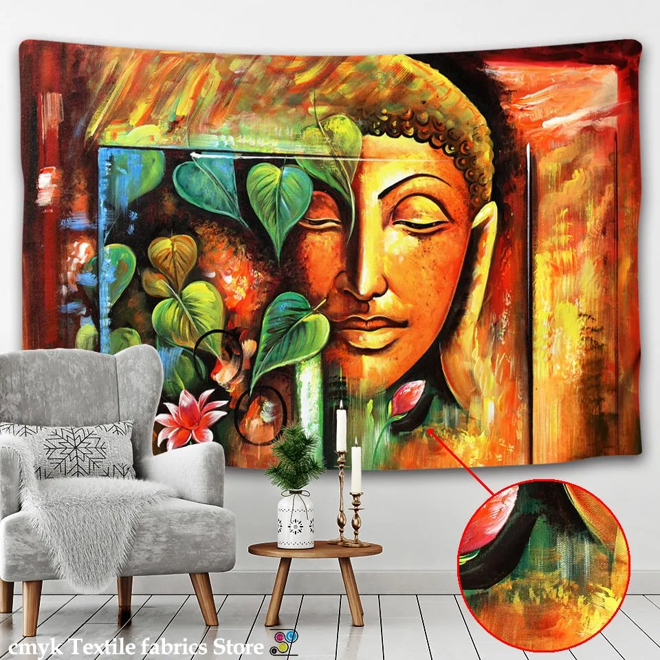 3DReligion Culture Hanging Wall Tapestry Buddha Wall Carpet Headboard Dorm Hippie Psychedelic Tapestry Tree Landscape Boho Decor