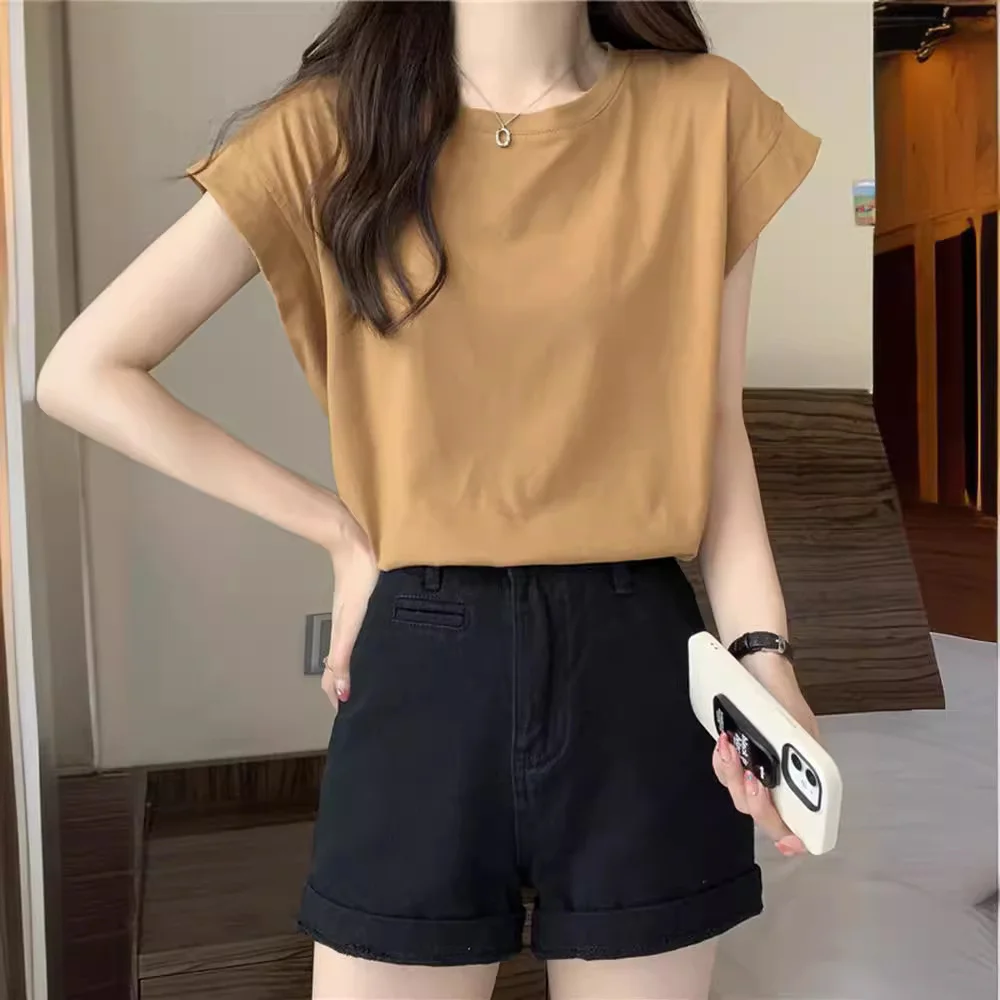 Uveng Uveng Sense Small Flying Sleeve T-Shirt Women's Summer 2024 New Loose Shirt Short-Sleeved Student Jacket Tide