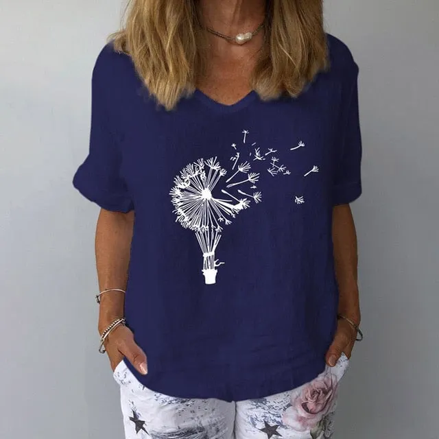 Women Summer Cotton Linen Blouse Casual V Neck Short Sleeve Femme Blouse Shirt New Letter Print 2022 Blusas Womens Tops S-3XL