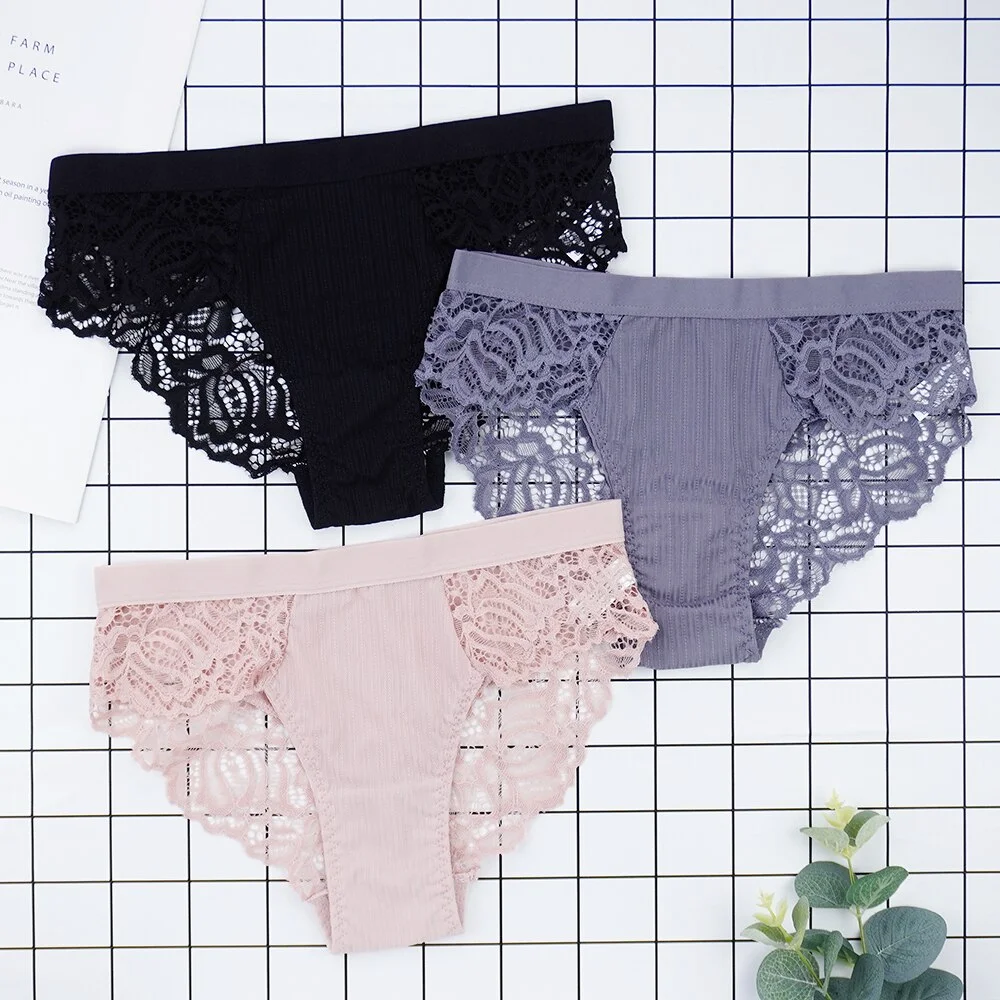 Billionm Fashion Underwear Women Lace Panties Ladies Sexy Seamless Mid Rise Briefs S-XXL Solid Color Panty Female Underwear