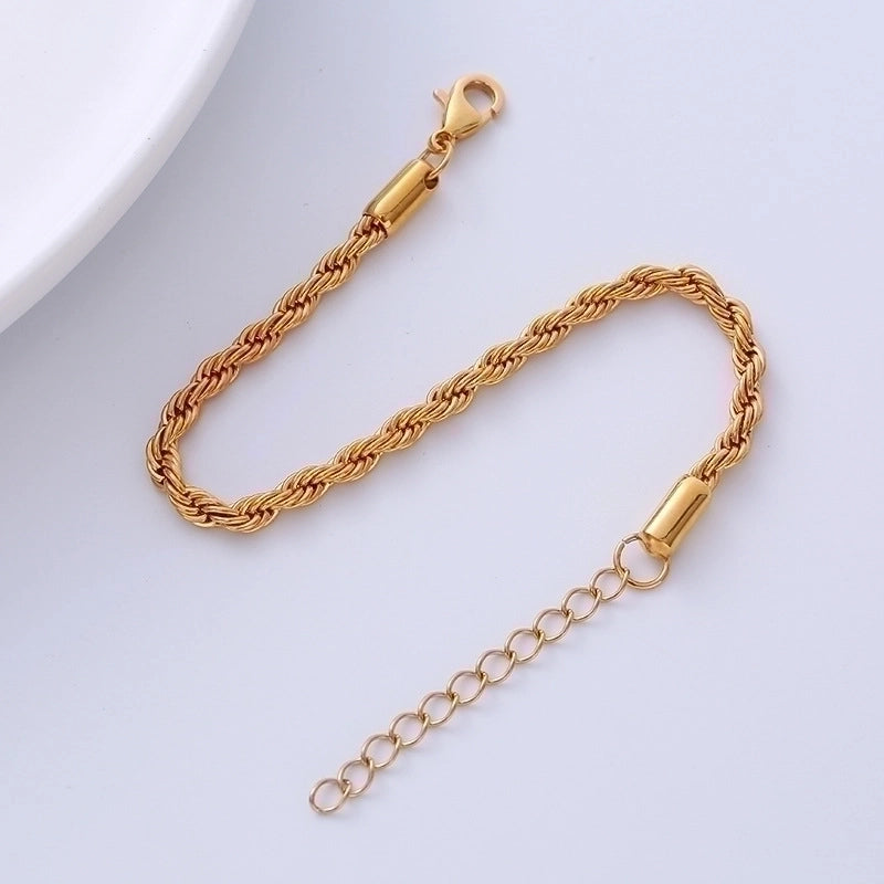 Minimalist Twist 304 Stainless Steel 18K Gold Plated No Inlaid Stainless Steel Bracelets In Bulk