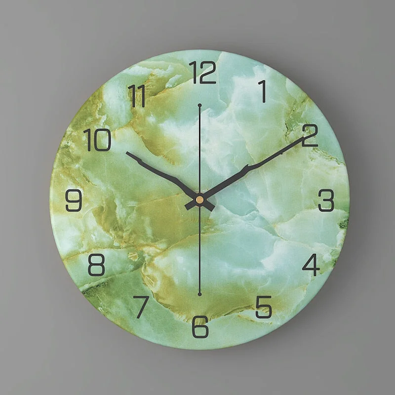 Imitation Marble Clock European Style  Home Living Room Fashion Creative Wall Clock Bedroom 30cm Metal Digital Clock