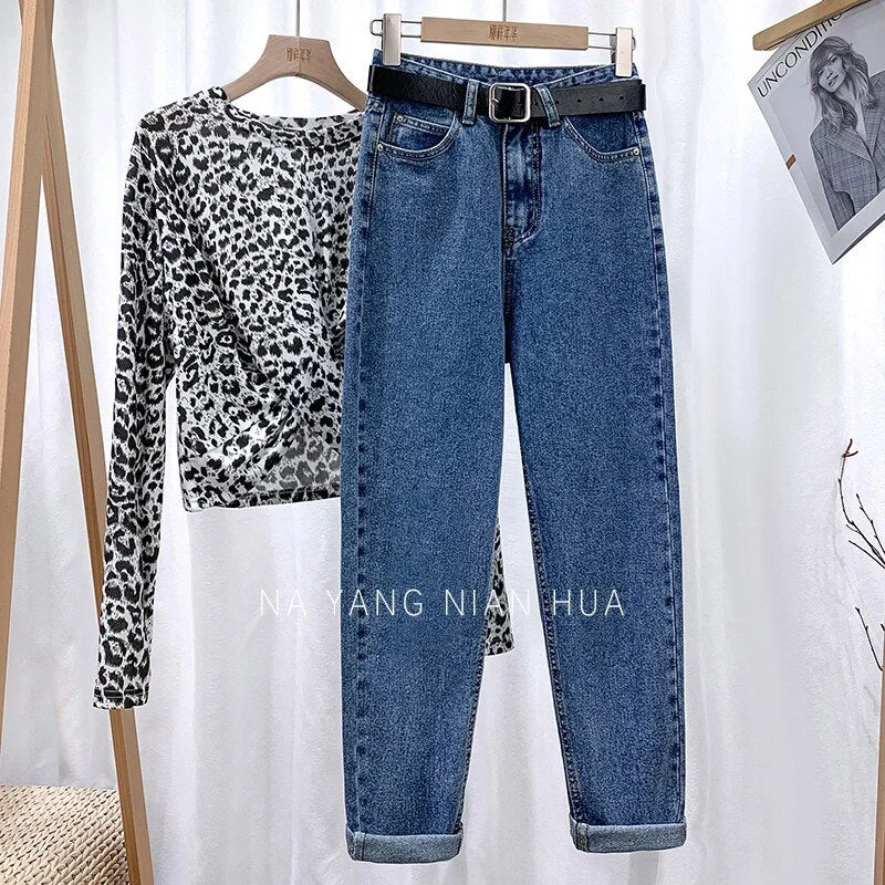 Women High Waist Jeans Woman Fashion Mom Baggy Oversize Jeans Pants For Women Denim Trousers Stright Long Casual Streetwear