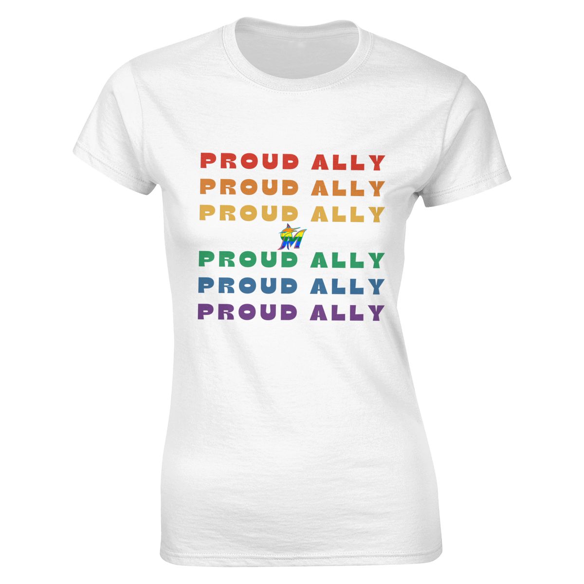 Miami Marlins Proud Ally Women's Crewneck T-Shirt