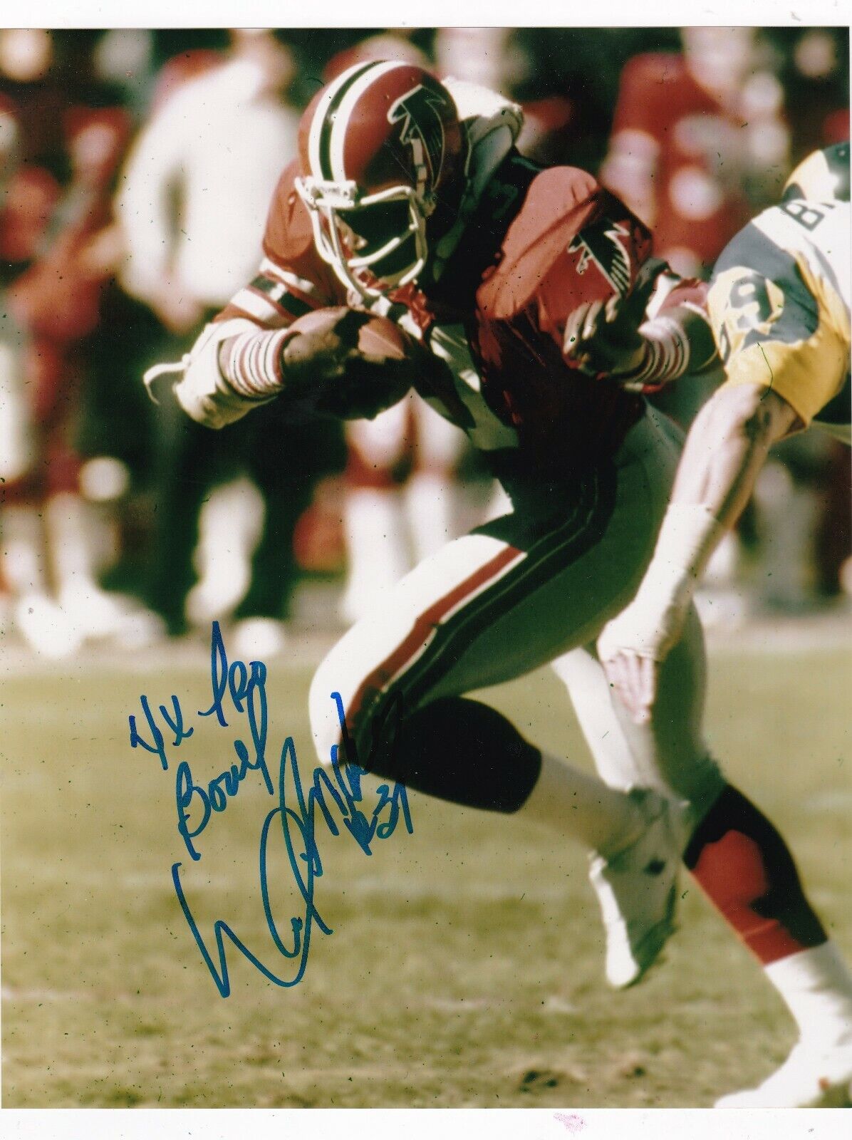 WILLIAM ANDREWS ATLANTA FALCONS 4 X PRO BOWL ACTION SIGNED 8x10 Photo Poster painting