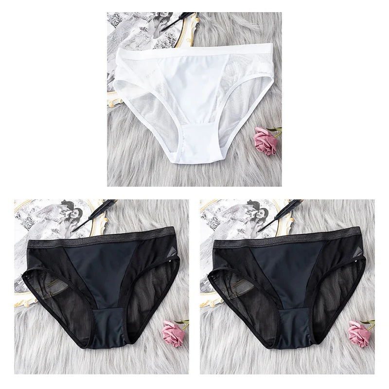 3PCS/Set Women Panties Sexy Lingerie Seamless Female Underwear See-Through Underpants Woman Panties Briefs Girls Intimate Pantys