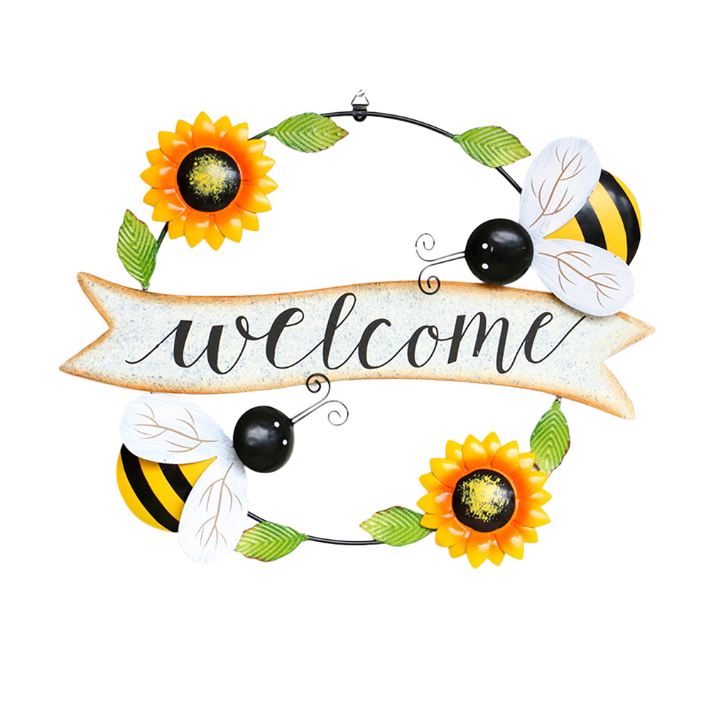 

Loop Wrought Iron Bee Sun Flower Welcome Signs Hanging Wall Balcony Mural, 501 Original