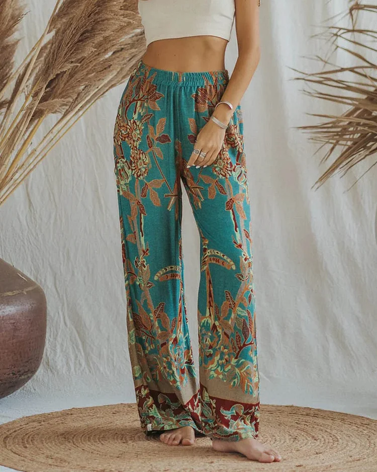 Ladies fashion jacquard loose trousers
