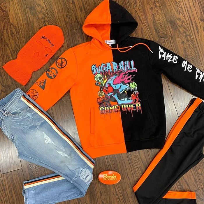 Fun Graffiti Print Color Matching Hoodie